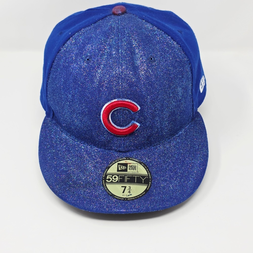 New Era Chicago Cubs 59FIFTY Fitted Hat Blue Glitter 7 3/4 MLB Baseball Cap - Picture 5 of 7